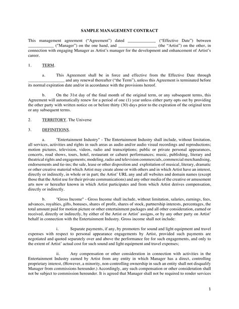 Business Manager Contract - 9+ Examples, Format, Pdf