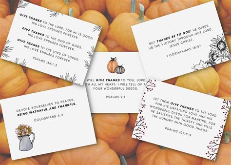 15 Thanksgiving Bible Verses Printable Notecards Scripture Memorization ...