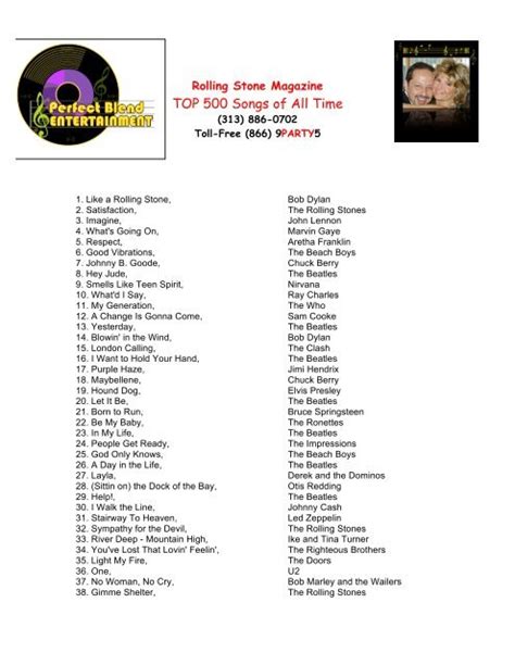 Rolling Stone Magazine top 500 songs of all time - Perfect Blend ...