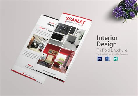 Trifold Interior Design Brochure Template in PSD, Word, Publisher