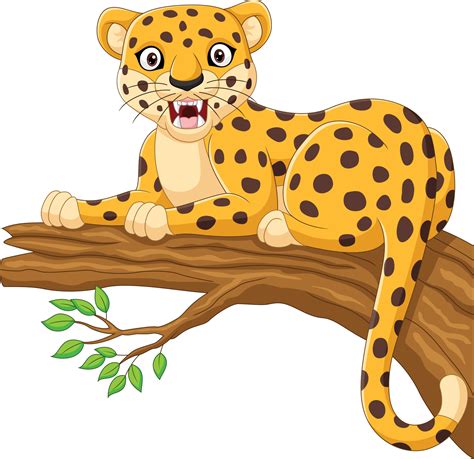 Cartoon leopard lying on a tree branch 7153110 Vector Art at Vecteezy