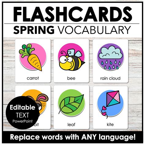 Spring & Easter Flashcards - Editable Vocabulary Word Flash Cards ESL ...