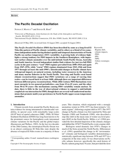 (PDF) The Pacific Decadal Oscillation