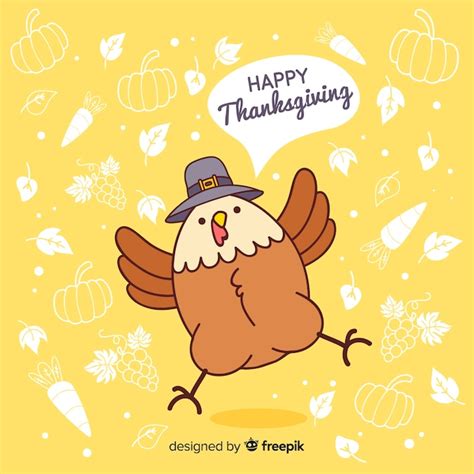 Premium Vector | Cute turkey thanksgiving background