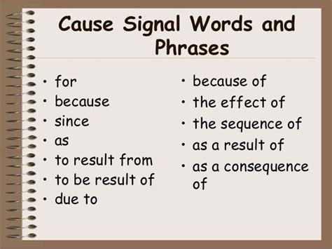 cause and effect essay and signal words | Cause and effect essay, Transition words for essays ...