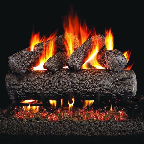 Peterson Real Fyre 18-Inch Post Oak Gas Log Set With Vented Natural Gas ...