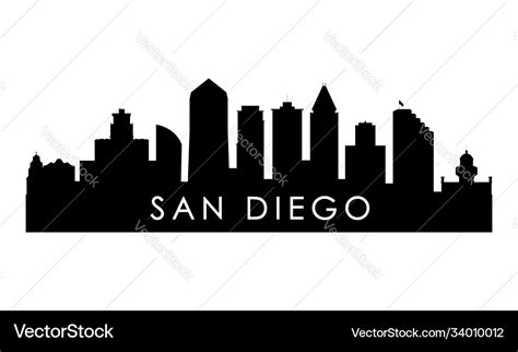 San diego skyline silhouette black diego city Vector Image