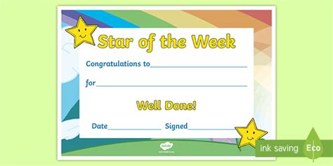 Star of the Week Certificate (teacher made)