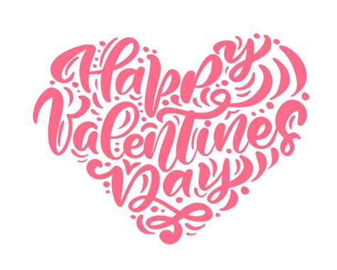 Frase de caligrafía "Feliz día de San Valentín" en forma de corazón 375564 Vector en Vecteezy