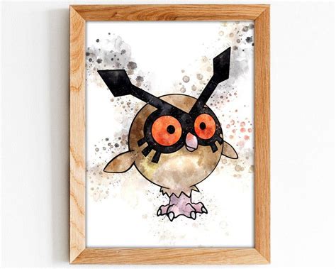 Hoothoot Print, Hoothoot Pokemon Print, Hoothoot, Pokemon Wall Art P163 ...