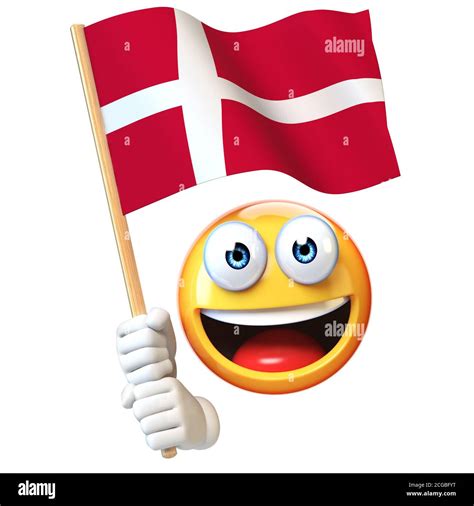 Emoji holding Denmark flag, emoticon waving national flag of Denmark 3d rendering Stock Photo ...