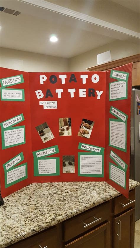 Potato Battery science fair project board. | Science fair projects ...