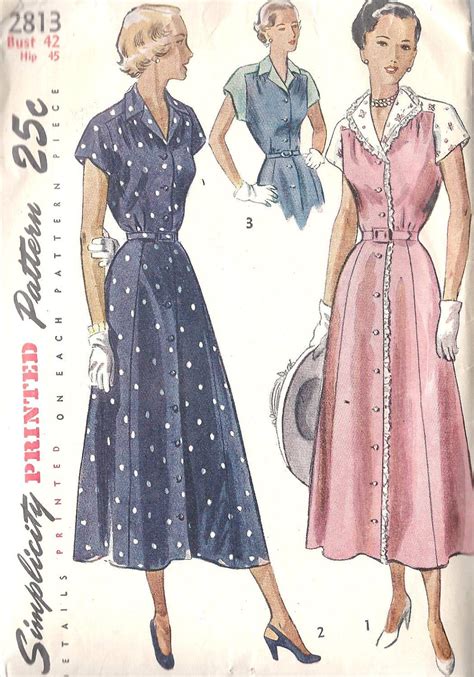 1940s Wartime Shirt Dress With Pockets PDF Sewing Pattern Bust 34 | lupon.gov.ph
