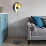 theia m floor lamp living room Black, Amber Glass – BELECOME
