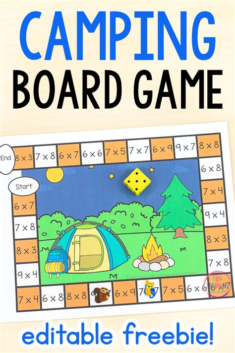 Editable Camping Theme Board Game Free Printable