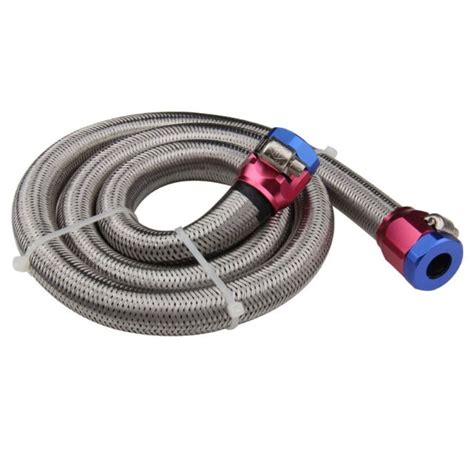 3/8 inch 3ft Braided Stainless Steel Hoses Fuel Lines With Red/Blue Clamp Covers | eBay