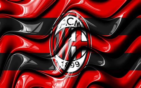 AC Milan flag, , red and black 3D waves, Serie A, italian football club ...