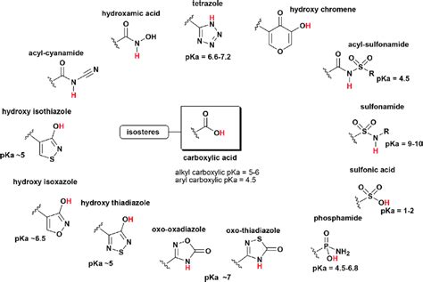 Examples of carboxylic acid bioisosteres having different pK a ...