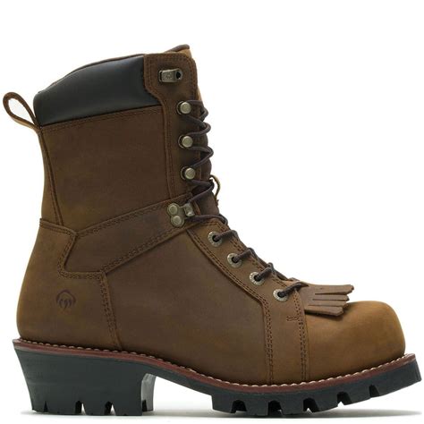 Wolverine Men's 8 Inch Logger Safety Boots - Chestnut | bootbay