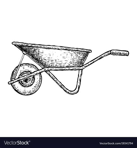 Wheelbarrow isolated sketch Royalty Free Vector Image