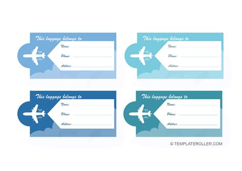 Luggage Tag Template - Blue Download Printable PDF | Templateroller