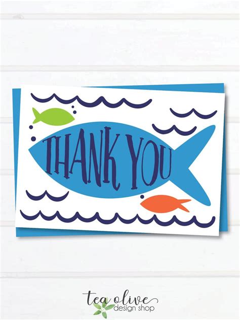 Fish Thank You Card / Printable Gone Fishing Thank You Note / - Etsy ...