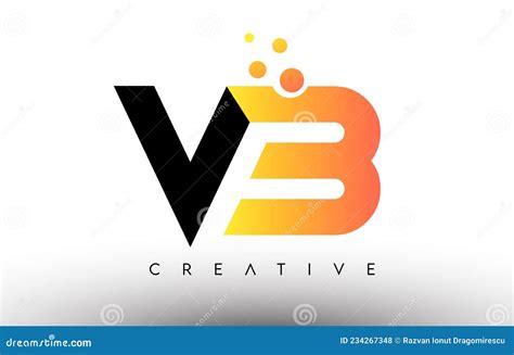 VB Black Orange Letter Logo Design. VB Icon with Dots and Bubbles Vector Logo Stock Vector ...