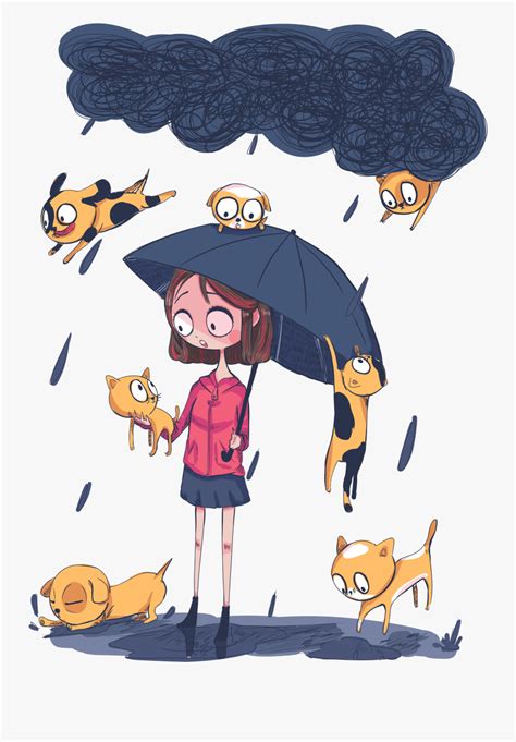 Raining Cats And Dogs Illustration , Free Transparent Clipart - ClipartKey