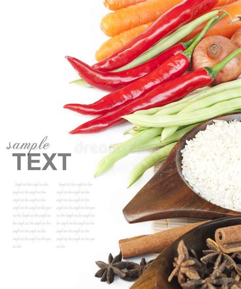 Rice, Spices And Fresh Vegetables Stock Photo - Image of kitchen ...