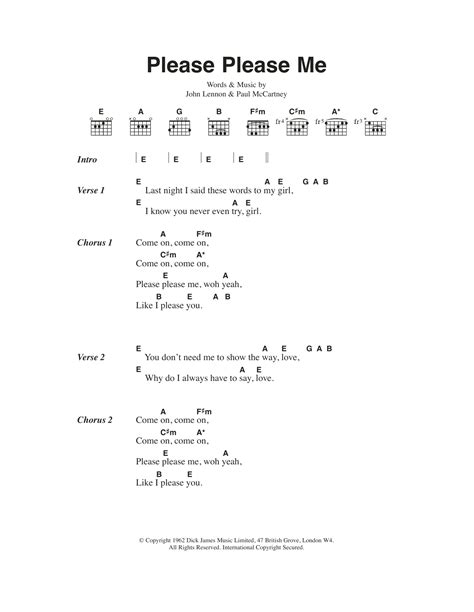 Please Please Me by The Beatles Sheet Music for Guitar Chords/Lyrics at Sheet Music Direct