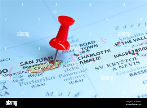 Caguas, Puerto Rico pin on map Stock Photo - Alamy