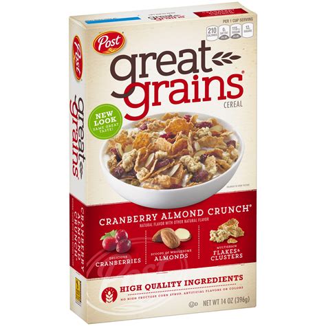 Post Great Grains Whole Grain Cereal, Cranberry Almond Crunch, 14 Oz - Walmart.com