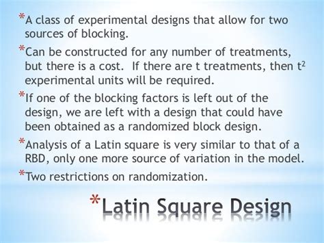 Latin square design