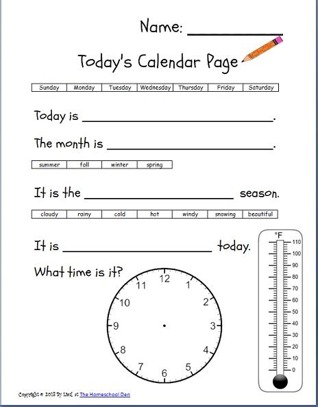 Free Daily Calendar Page + Math Lapbook Activities - Homeschool Den