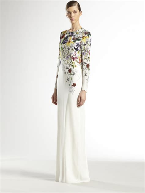 Gucci Silk Flora Infinity Gown in White | Lyst