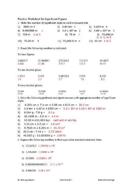 Significant Figures Worksheet With Answers – Pro Worksheet