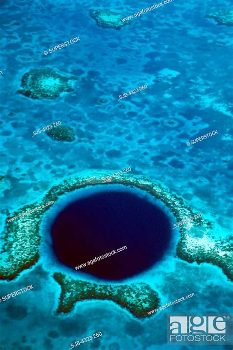 Aerial View of Belize's Famous Blue Hole, Stock Photo, Picture And ...