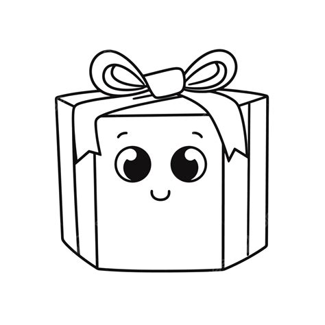 Little Gift Box Coloring Page Outline Sketch Drawing Vector, Present Drawing, Present Outline ...