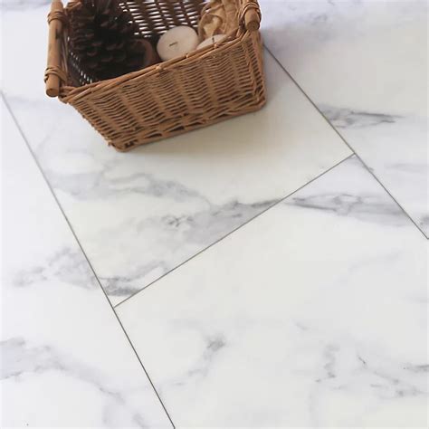 Showhome White Marble effect Luxury vinyl flooring tile, 2.16m² Pack | DIY at B&Q