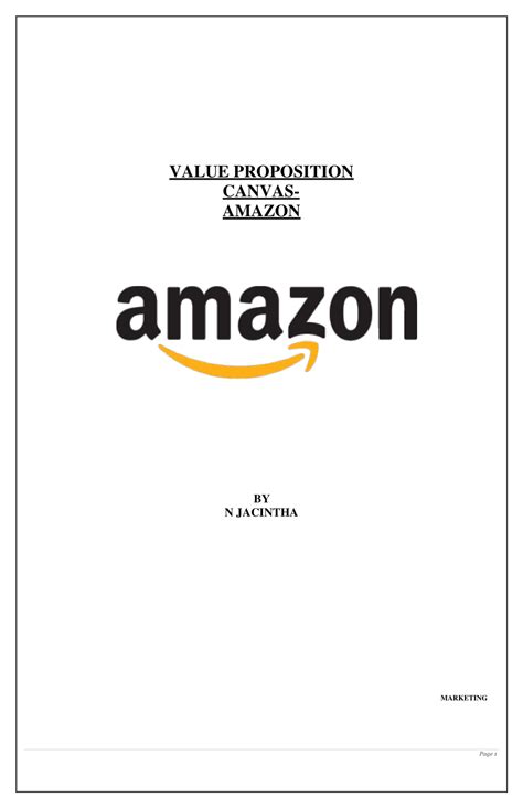 (PDF) VALUE PROPOSITION CANVAS- AMAZON