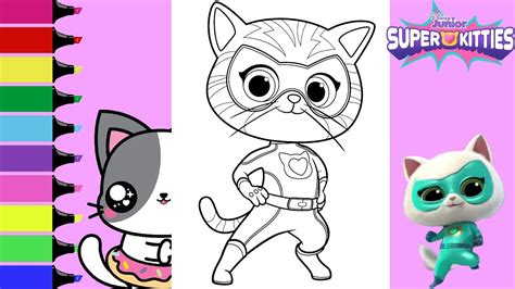 Coloring Disney JR SuperKitties Ginny and Bitsy Coloring Book Pages | Sprinkled Donuts JR - YouTube