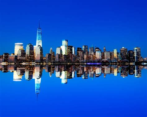 The New Freedom Tower and Lower Manhattan Skyline Stock Photo - Image ...