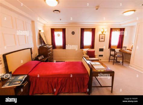 Great Britain, Scotland, Edinburgh, Leith, The Royal Yacht Britannia Museum, Bedroom Stock Photo ...