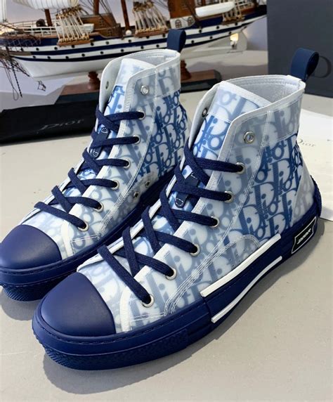 ChristIan Dior B23 High-Top Sneaker In Blue Dior Oblique - Replica Bags and Shoes online Store ...