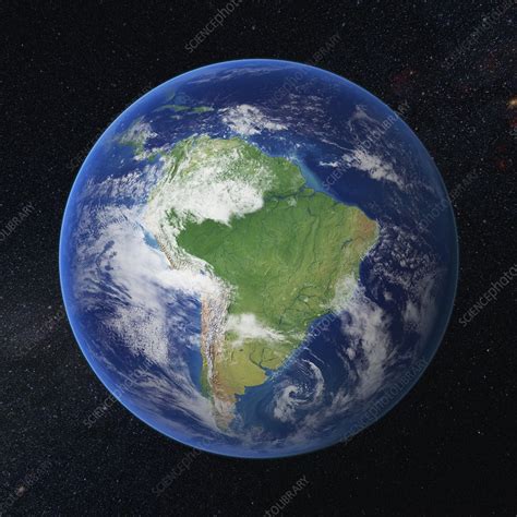 South America from space - Stock Image - C011/1074 - Science Photo Library