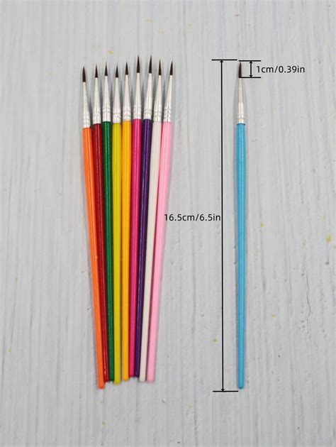 10pcs Colorful Tip Plastic Handle Oil Painting Brushes. The Fine And Pointed Brush Head Is ...