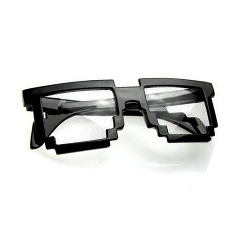 8 Bit Pixel Black Matte Pixelated Glasses Clear Lens Nerd Video Game Geek Party #fashion # ...