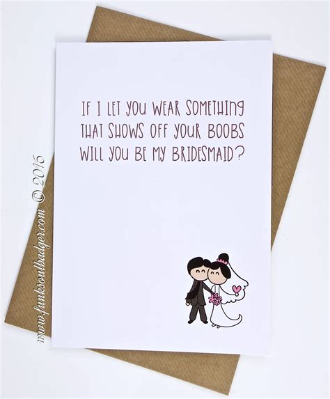 Funny Wedding Card Congratulations let you wear something if you'll be my Bridesmaid #etsy # ...