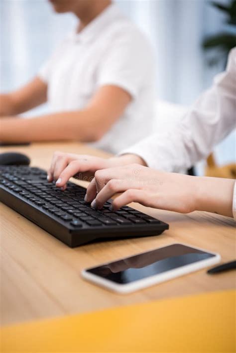 Students Typing on Keyboard in Computer Class Stock Image - Image of lesson, closeup: 17619591