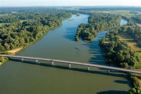 Premium Photo | Aerial view of the bridge on the drava river croatia